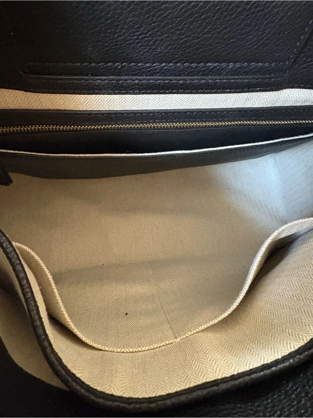 Tory Burch Britten Tote Black Leather Top-Handle with Gold Logo